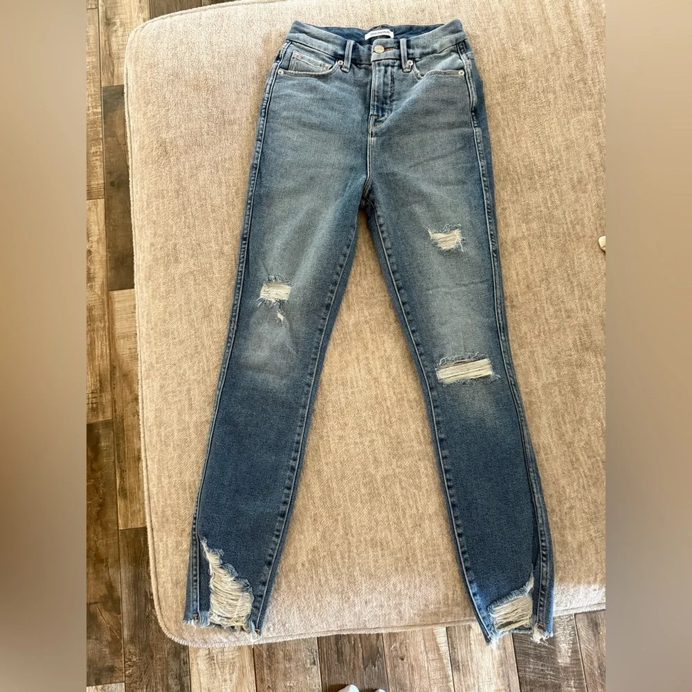 GENTLY WORN - Good American Good Curve Skinny Jeans Size 0/25 - Picture 1 of 7